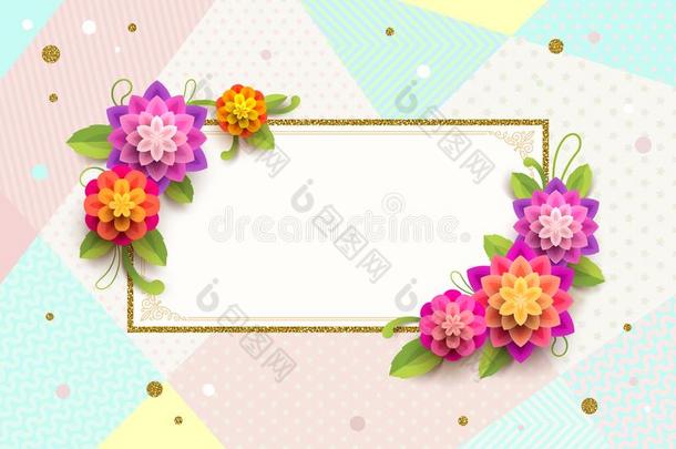 招呼卡片和装饰的框架和花.