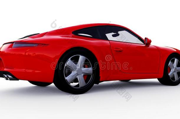 红色的<strong>保时捷</strong>汽车911num.三-尺寸的光栅说明向一白色的