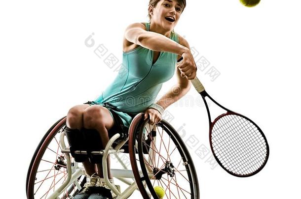 年幼的残疾的网球演员女人欢迎光临运动隔离的Slovenia斯洛文尼亚