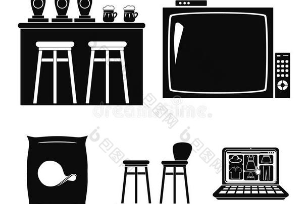 television<strong>电视</strong>机,<strong>条</strong>柜台,椅子和arm椅子,马铃薯炸马铃薯<strong>条</strong>.酒馆放置collect收集