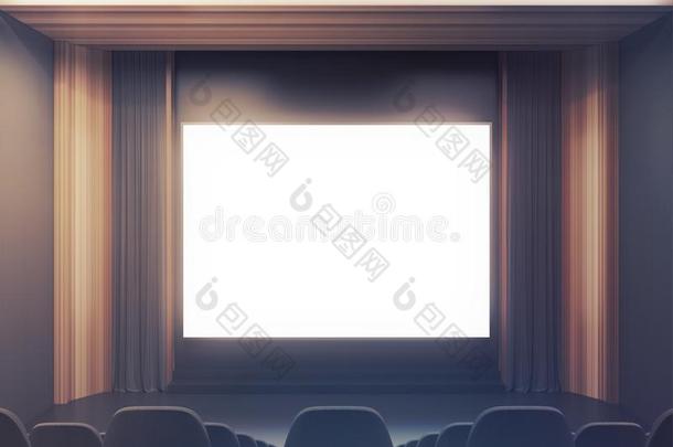电影院内部,黑的椅子,屏幕某种语气的