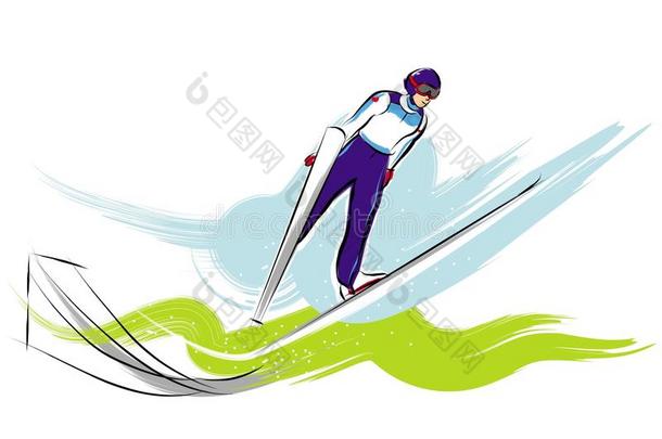 滑雪跳高运动员奥林匹斯山的运动