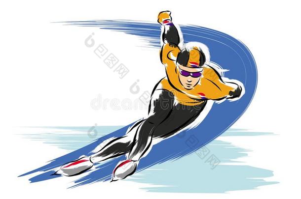 冰速度滑冰者奥林匹斯山的运动