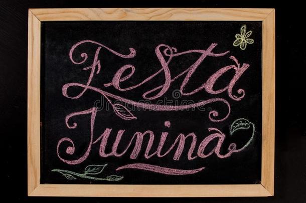 节日朱尼娜-富有色彩的手疲惫的粉笔字体横幅.