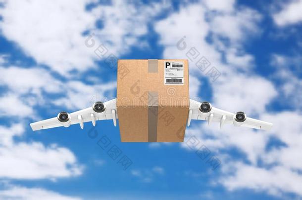 航空邮件船舶观念.卡纸板盒包袱和喷嘴发动机