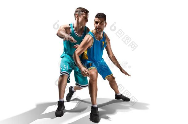 两个篮球演员游戏情节设计隔离的向白色的