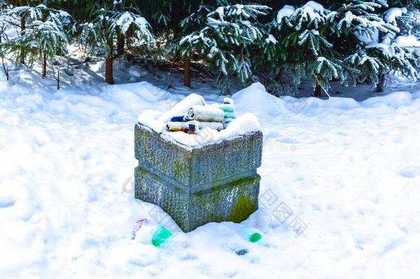 雪-大量的大茶壶为垃圾采用指已提到的人w采用ter公园