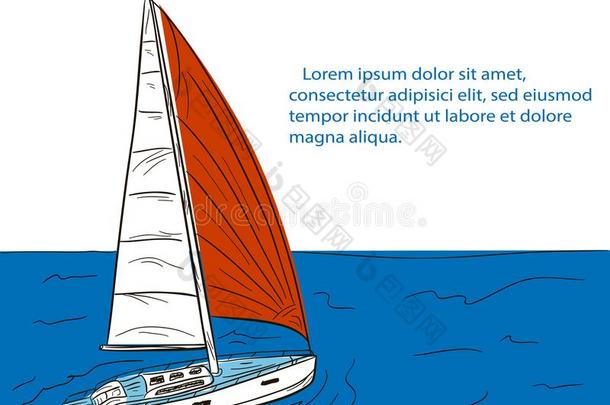 快艇赛跑海报设计和航行小船草图