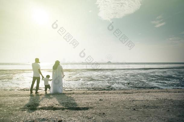 一家庭是（be的三单形式所有美好的看法关于日落在指已提到的人海滩.家庭Carisodol