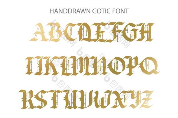 黑体字gothic脚本orgothictype哥特式书写体脚本手-疲惫的字体.