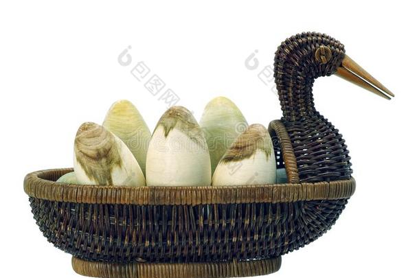 复活节卵采用一柳条b一sket.鸭子柳条.木制的鸡蛋.