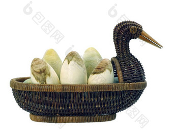 复活节卵采用一柳条b一sket.鸭子柳条.木制的鸡蛋.图片