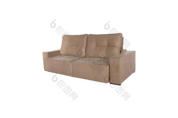 现代的棕色的绒面革长沙发椅沙发隔离的
