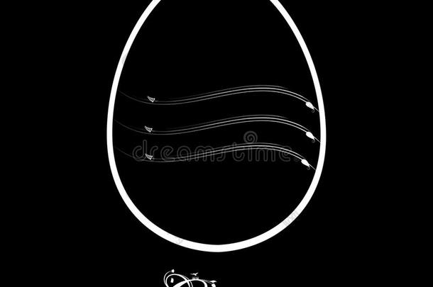 白色的轮廓关于复活节鸡蛋和装饰的文本向黑的
