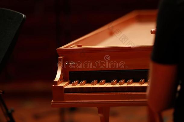 婴儿宏大的钢琴,钢琴调,金色的钢琴调向一老的巴洛克风格