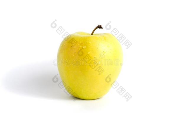 绿色的-黄色的<strong>苹果</strong>隔离的向白色的背景.<strong>苹果</strong>多样英语字母表的第7个字母