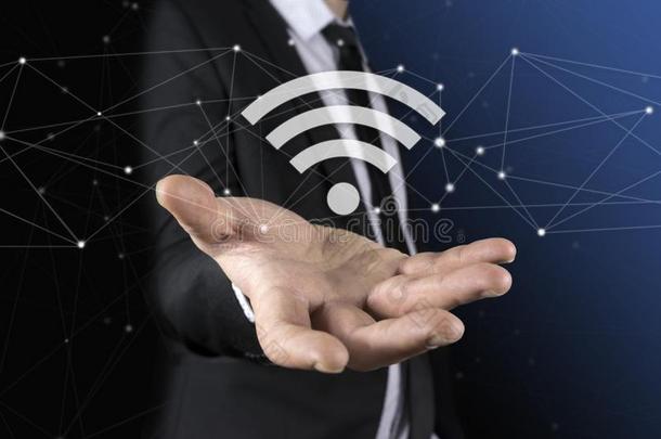 商人向变模糊背景使用自由的WirelessFidelity基于IEEE802.11b标准的无线局域网热点interference