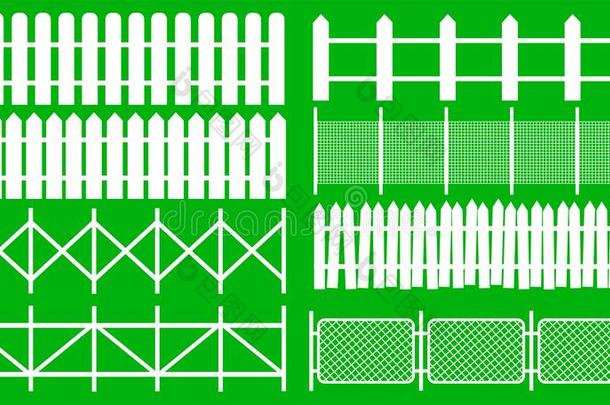 乡下的木制的栅栏,罢工纠察员矢量.白色的轮廓栅栏为