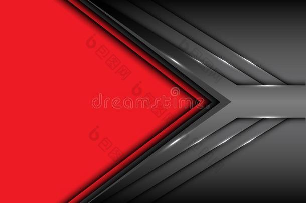 抽象的灰色金属矢重叠部分向红色的空白的空间设计方式