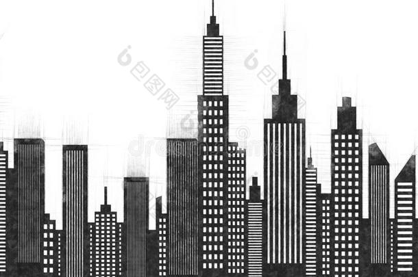 现代的美国人城市建筑物和摩天大楼