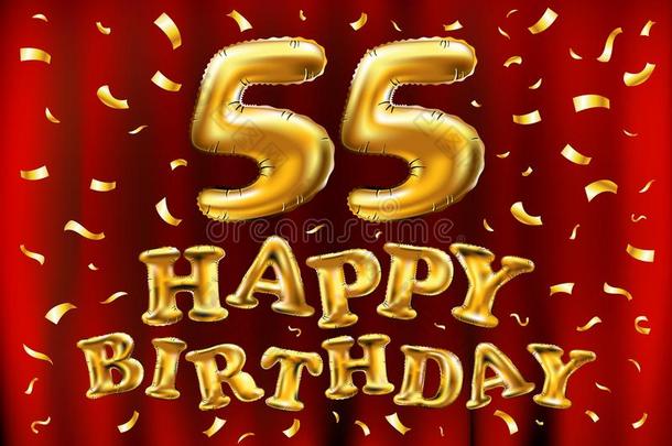 矢量幸福的生日55Thail和泰国庆祝金气球和金en