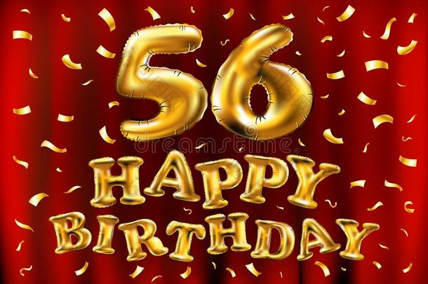 矢量幸福的生日56Thail和泰国庆祝金气球和金en