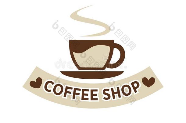咖啡豆商店食堂或咖啡馆vect或杯子蒸汽偶像样板