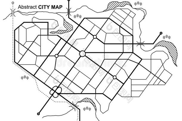 城市地图.线条密谋关于锚地.城镇大街向指已提到的人计划.都市的