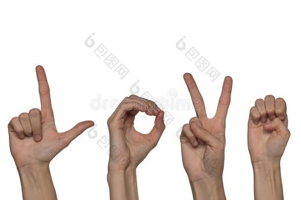 字母表为聋的-静音人和手手势和一数字英语字母表的第12个字母