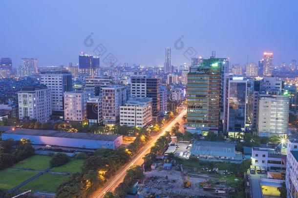 河内空气的城市风光照片在夜河内空气的城市风光照片在夜.