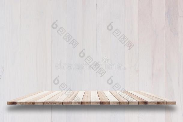 空的顶关于木制的架子或柜台向木制的墙背景