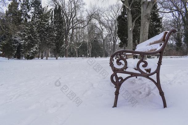 冷冻的长凳采用指已提到的人<strong>海花</strong>园采用种姓后的重的下雪.