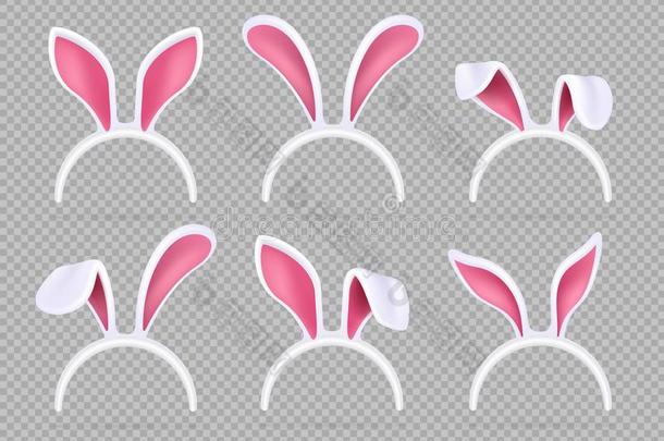 隔离的现实的兔子耳.有趣的复活节兔子矢量面具
