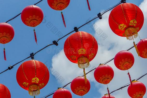 绞死中国人红色的灯笼在一中国人庙一g一inst一蓝色
