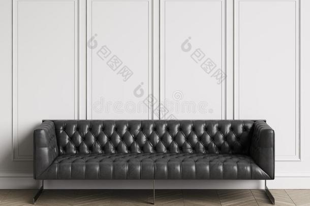 典型的装缨球的沙发采用黑的皮采用典型的采用terior和Colombia哥伦比亚