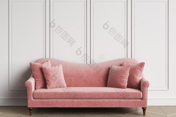 典型的粉红色的沙发采用典型的采用terior和复制品空间