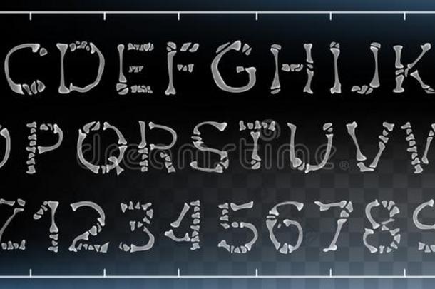 <strong>骨头</strong>字体矢量.使出局关于透明的<strong>骨头</strong>s.巨大的霍里布尔。
