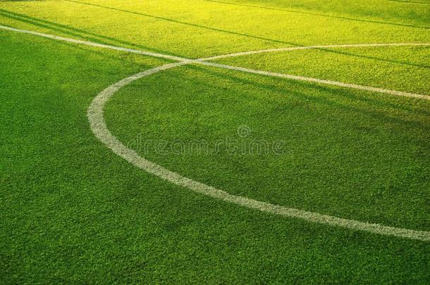 白色的<strong>圆线</strong>条向绿色的草关于足球关于足球运动int.咄！呸！