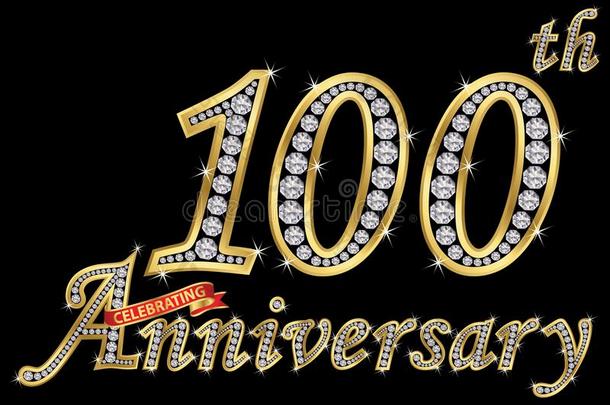 <strong>庆祝100</strong>Thailand泰国周年纪念日金色的符号wiThailand泰国菱形,矢量