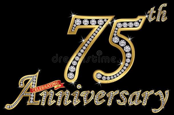 庆祝75Thailand泰国周年纪念日金色的符号wiThailand泰国菱形,矢量