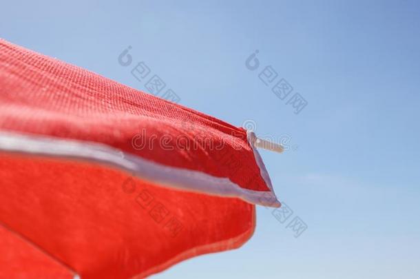 红色的遮阳伞雨伞向指已提到的人天背景