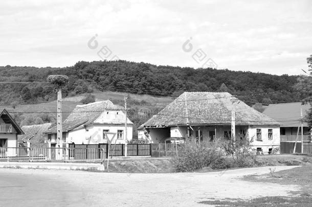 农民住宅.典型的乡下的风景采用棕色的,亨多夫,他