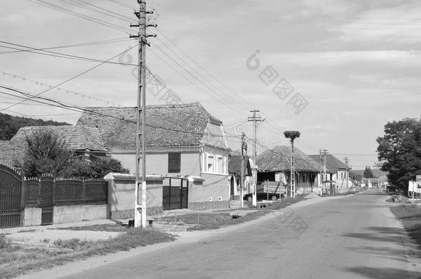 农民住宅.典型的乡下的风景采用棕色的,亨多夫,他