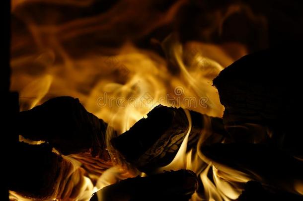 火木材.燃烧的木材.壁炉