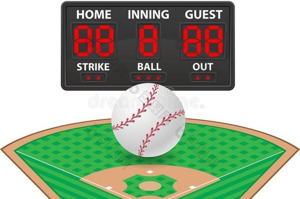 棒球有关运动的数字的记分板矢量说明