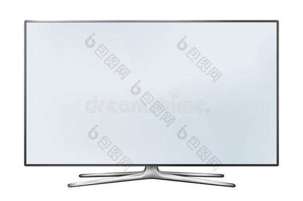 聪明的televisi向电视机带路显示屏隔离的向白色的背景