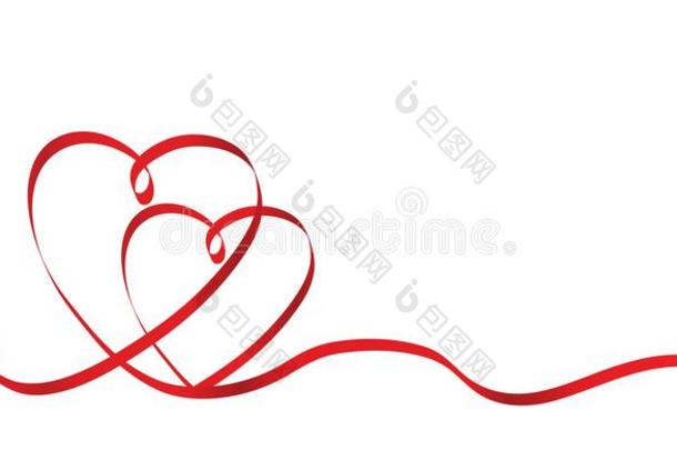美术字两个红色的心带向白色的,矢量股份厄斯特拉