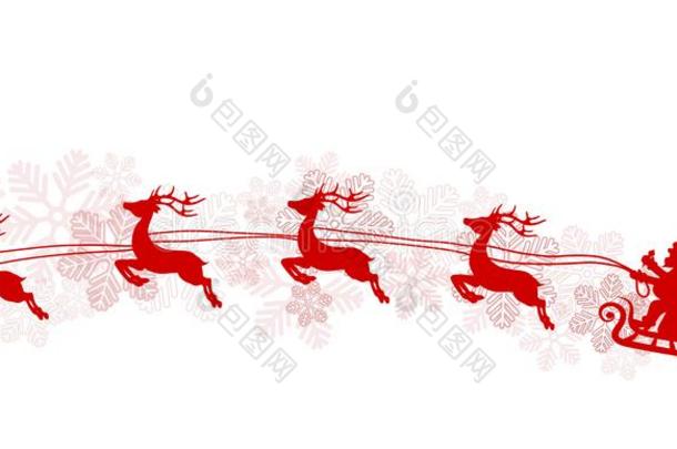 圣诞节招呼海报和飞行的SociedeAn向imaNaci向aldeTransportsAereos国家航空运输公司向雪橇,红色的