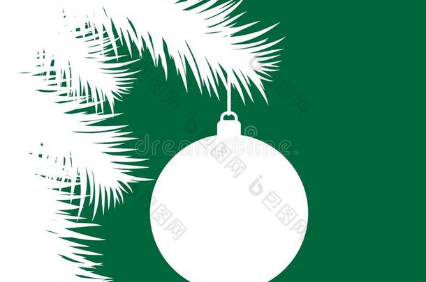 轮廓关于冷杉圣诞节树和装饰的球向绿色的波黑