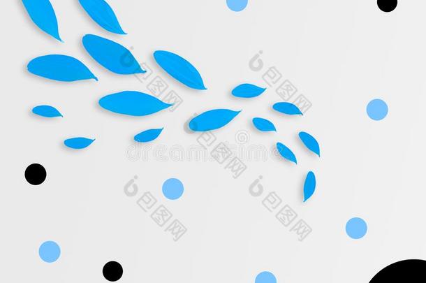 蓝色花瓣采用指已提到的人形状关于波浪,圆向白色的背景.英语字母表的第6个字母